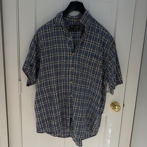 Abercrombie & Fitch Short Sleeved button down shirt, red, white & blue, size XL